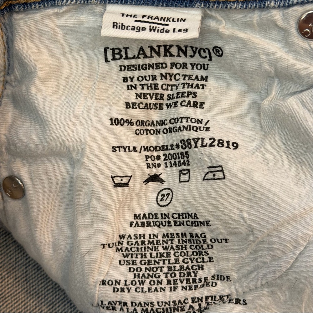 Blank NYC The Franklin Ribcage Wide Leg Womens 27 Metallic Silver Coated Grunge - Picture 11 of 11